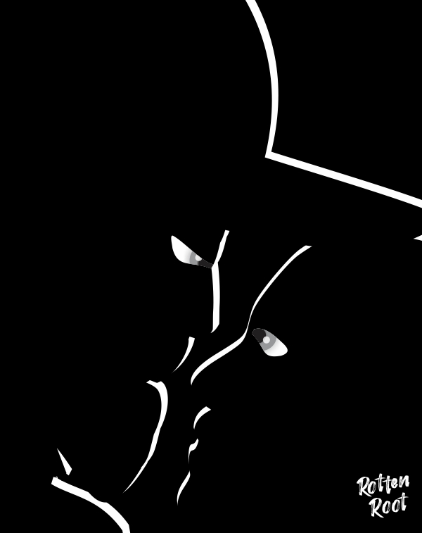 Ilustração com a silhueta do perfil do rosto de dois homens bem próximos. O homem à esquerda é mais alto e usa um chapéu cuja aba encobre parte da cabela do outro homem.